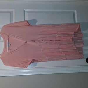 Wonderly Tiered Distressed Washed Button Up Long Shortsleeve Tunic 2021